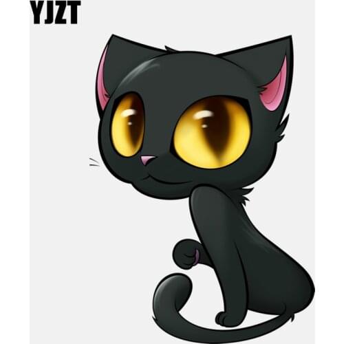 YJZT 12.3CM*16.9CM Car Sticker Personality Big Eyes Witch Cat PVC Decal 11-00969