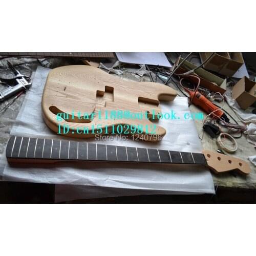 Free shipping new unfinished electric bass guitar with elm body made in China 1938