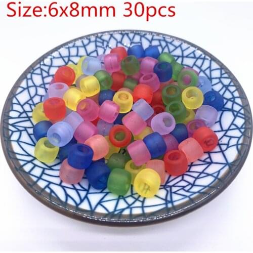 New 6x8mm 30pcs Color Matte Acrylic Beads Mixing Beads Style for DIY Handmade Bracelet Jewelry Making Accessories#07