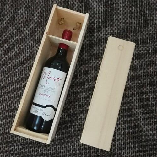 Wooden Packing Box for Red Wine Bottle or Champagne Flute High Quality Gift Wrap Storage For Wine Can Make Logo 35*10*10cm