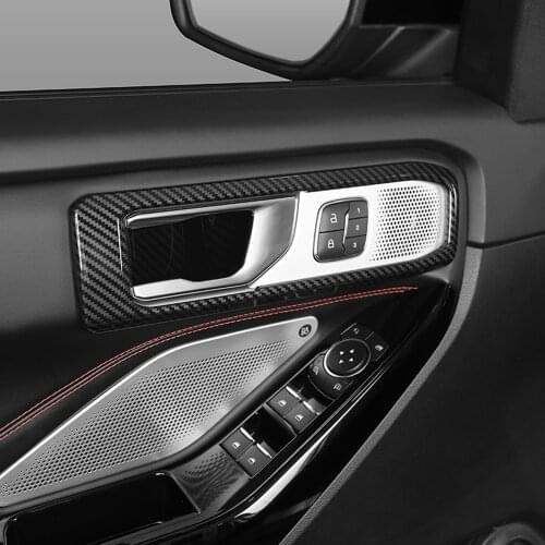 For Ford Explorer 2020 2021 Accessories ABS Carbon Fiber Interior Door Handle Frame Cover Trim 4pcs Car Styling