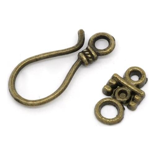 DoreenBeads Zinc metal alloy Toggle Clasps Hook Antique Bronze 23mm x10mm( 7/8" x 3/8") 14mm x8mm( 4/8" x 3/8"), 8 Sets Hot new