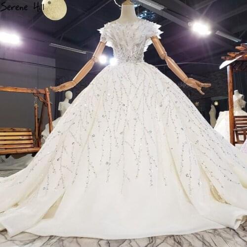 Dubai Ivory Luxury Off Shoulder Wedding Dresses 2020 High-end Flowers Beading Sexy Bridal Gowns HX0302 Custom Made