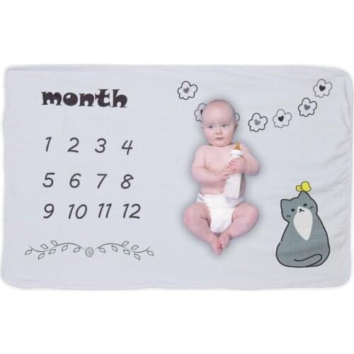 Flannel Baby Milestone Blanket 100*150 CM Baby Monthly Blanket Baby Photography Blanket Props Moon Stars Newborn Photo Prop