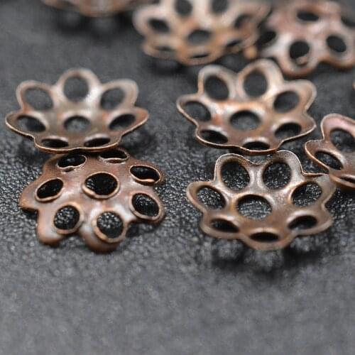 FLTMRH 50pcs 10mm beads end caps clasp findings earrings beads caps charms choker neck lace making filigree spacer Textured f