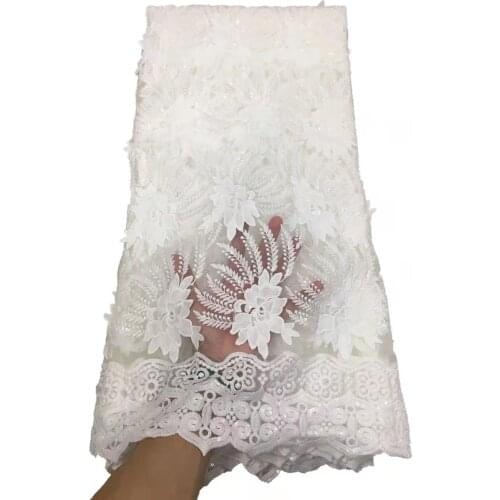 Sequined lace African Nigerian Lace Fabrics 2021 High Quality Sequin Lace Material French Tulle Lace Fabric For Wedding 5yards