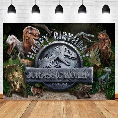 Laeacco Dinosaur World Birthday Party Photography Backdrop Jungle Tropical Palms Trees Leaves Poster Kid Background Photo Studio