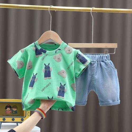 Summer Fashion Toddler Clothing Sets Cartoon Printe T Shirt Shorts Baby Girls Boy Clothes Suits Children Costume Kids Sportswear