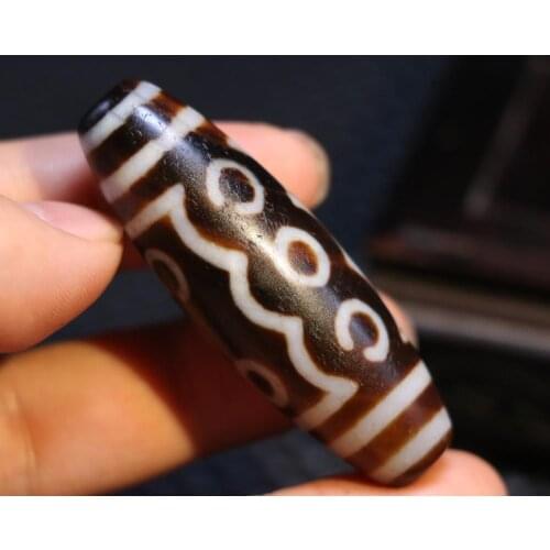 Magic Power Tibetan old Agate 8 Eye 4 Stripe Big Drum dZi Bead Amulet Pendant Talisman Timestown UPD22A