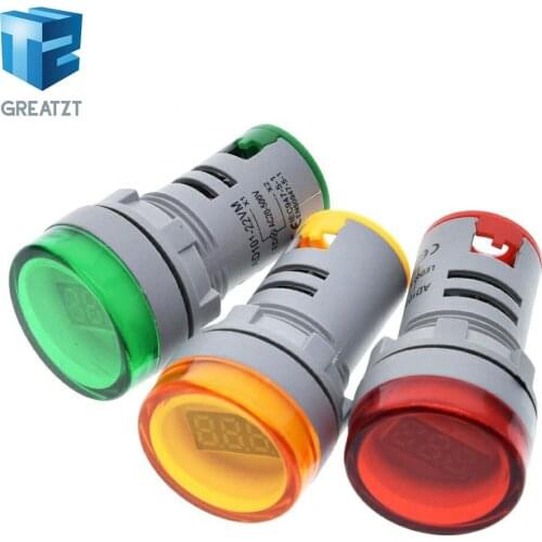 GREATZT 22MM AD16 type AC60-500V Mini Voltage Meter LED Digital Display AC Voltmeter Indicator Light/Pilot Lamp Red Green Yellow