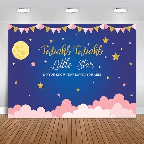 Mocsicka Baby Shower Backdrop Photography Night Sky Moon Little Star Baby Portrait Birthday Background Photo Shoot Photo Studio