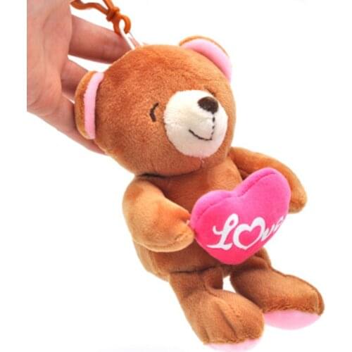 Fashion Teddy Bear Plush Doll Toy Key Chain Ring Woman Bag Charms Faux Rabbit Fur Pom Pom Keychain Keyring Wedding Trinket 10CM