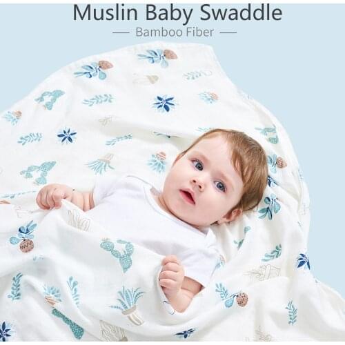 130*110cm Muslin Baby Swaddle Blanket 2 Layers Newborn Bath Towel Wrap Unisex Soft Silky Bamboo Muslin Receiving Blanket