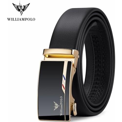 WILLIAMPOLO Genuine Leather Belt Man Mens Belt Cow Man Designer Belts Fashion Automatic Buckle Belts For Men Leather Designer