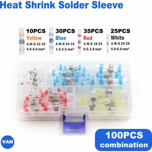 100PCS SST Combination Waterproof Tin Solder Ring Heat Shrink in Connection Pipe Tin Solder Terminal Set