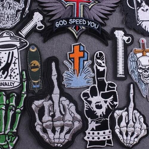 PunK Tombstone Style Embroidered Patches For Clothing Accessories Applique Patches on Clothes Iron on Clothes Patch sew Clothing