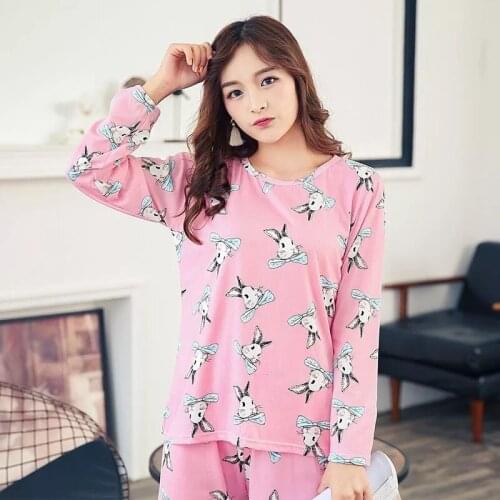 New Listing Sale 2018 Spring Pyjamas Women Carton Cute Pijama Pattern Pajamas Set Thin Pijama Mujer Sleepwear pajama Wholesale