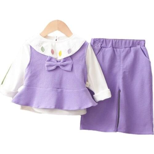 New Spring Autumn Baby Girl Clothes Suit Cute Children Fashion Vest T-Shirt Pants 3Pcs/Sets Toddler Casual Costume Kids Clothing