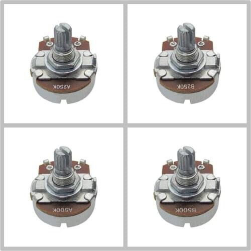 50pcs Big Size Guitar Bass Potentiometer Pots A250K /B250K /A500K /B500K Short Split Shaft 15mm