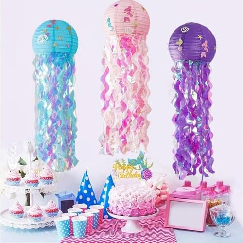 Mermaid Lantern Childrens Diy Handmade Paper Lantern Aquarium Decor Jellyfish Ornaments Mermaid Theme Background Decor Supplies