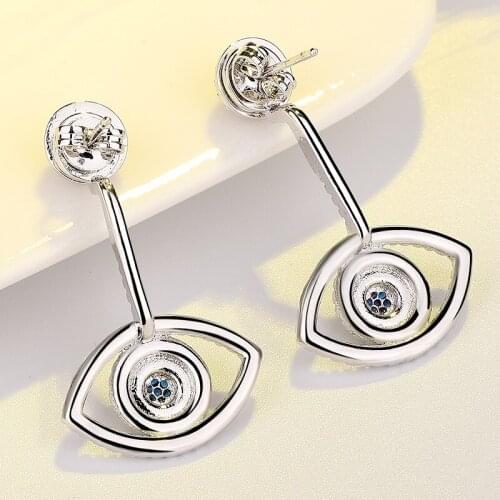 Blue eye earrings female personality demon eye earrings temperament pure copper earrings earrings