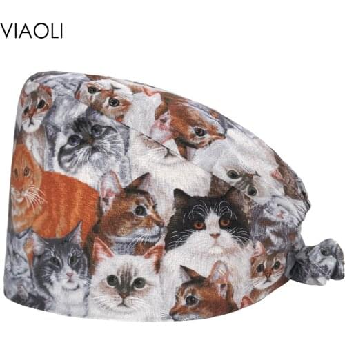 Unisex 100% cotton Tieback Multicolor Beautician scrub Pet clinic Dentist nurse hat medical lab Surgical cap clinical doctor hat