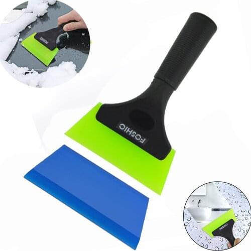 FOSHIO Handle Silicone Glass Water Wiper Squeegee with Extra Blade Ice Scraper Window Car Cleaning Tool Auto Tinting Tools Kit
