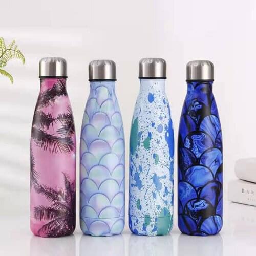 500ML Sports Water bottle natural art Cola bottle stainless steel vacuum flask for men women outdoor water bottle cute tumbler