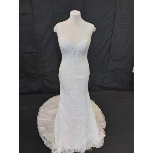 Light Airy Romantic Lace Fit and Flare Wedding Dress Appliques Tulle Sequined Lace Bodice Sheer Low Back Bridal Gown Custom Made