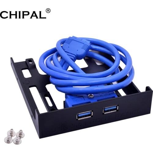 CHIPAL 20Pin 2 Port USB3.0 Hub USB 3.0 Front Panel Cable Adapter FDD Bracket for PC Desktop 3.5 Inch Floppy Disk Drive Bay
