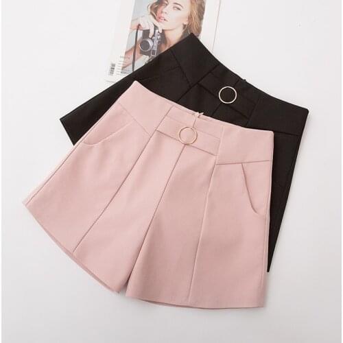 Spring and summer 2020 South Korean new versatile wear black high waist loose thin wide leg casual A-line shorts for women