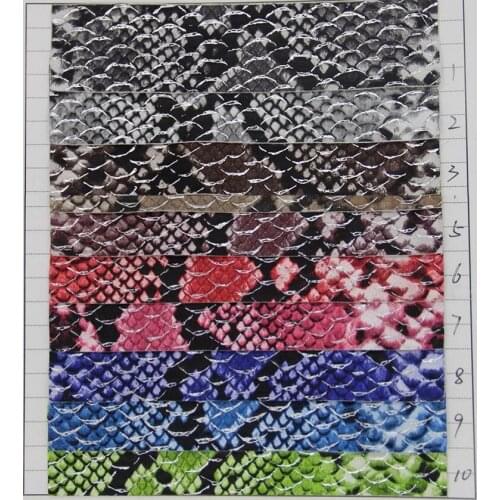 Vintage gold foil silver snake leather serpentine pattern synthetic PU Metallic leather fabric wholesale