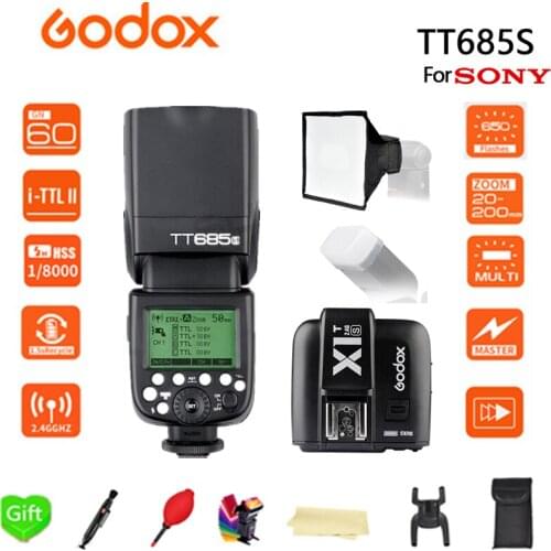 Godox TT685S Flash 2.4G HSS 1/8000s TTL Camera Flash + 15*17cm softbox + X1T-S for Sony DSLR Cameras A77II A7RII A7R A58 A99