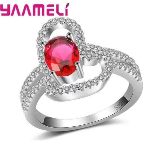 Heart Wrapped Oval Design 925 Sterling Silver Finger Rings Crystal Jewelry Good Cubic Zirconia Present For Women Ladies
