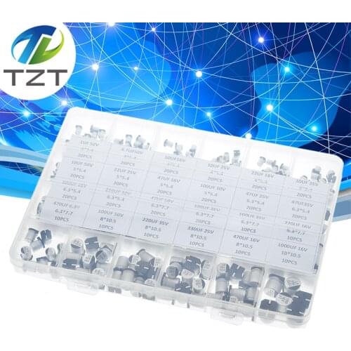 1uF~1000uF 6.3V-50V 400Pcs 24Value SMD Aluminum Electrolytic Capacitors Assortment Kit+ Box