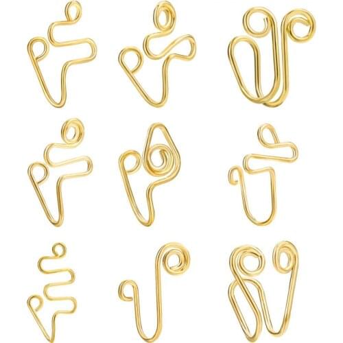 1Pcs Fake Piercing Nose Ring Punk Metal Gold Color Heart Leaf Nose Ring Clip Cuff Also Can Be Ear Clip Cuffs Body Jewelry Bijoux