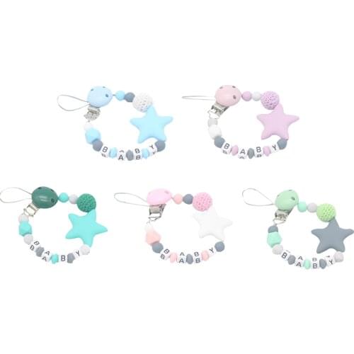 1PC Personalized Name Handmade Pacifier Clips Holder Chain Silicone Pacifier Chains Baby Safe Teether Teething Chain