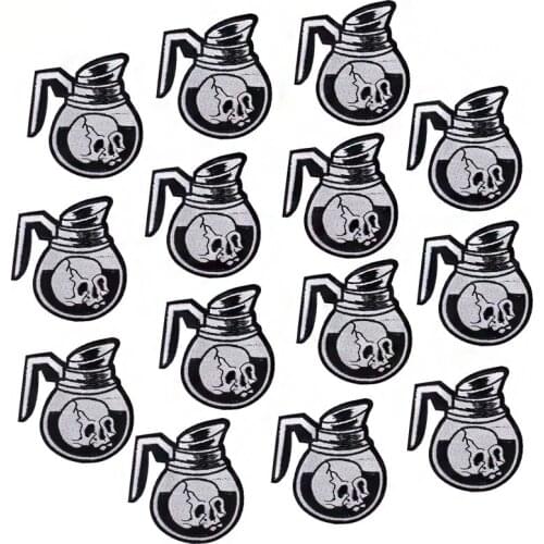 Prajna 10PCS Punk Skull Patches Embroidery Patches For Clothing Applique DIY Stripes Biker Rock Iron On Patches For Jacket Cloth