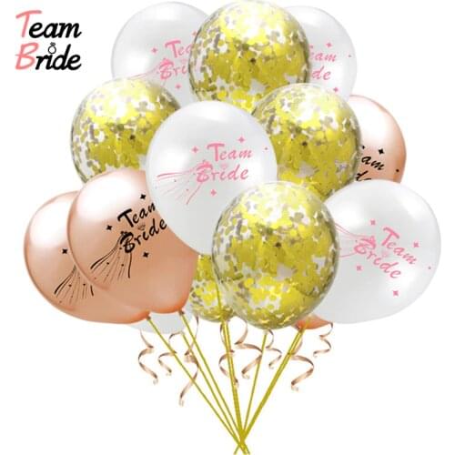 Team Bride 15 Pcs rose gold Latex Balloon Wedding Party Bride and groom wedding decoration balloons Confetti Baloon Set Hen Nigh
