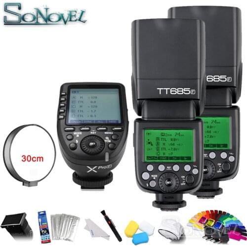 2x Godox TT685F Camera flash 2.4G HSS TTL GN60 Flash Speedlite + Xpro-F Trigger Transmitter for Fujifilm Fuji X-Pro1/X-T20/X-M1