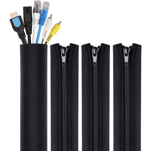 4 Pack Cable Tidy Tube For TV Computer Home Entertainment,Cable Management Zipper Sleeve Cable Organisers Sleeve