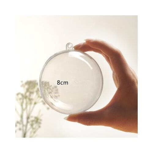 50pcs 8cm Acrylic Ball Clear Plastic Ball for Flower Preservation Container Candy Box Transparent Hollow Sphere Hanging Decor