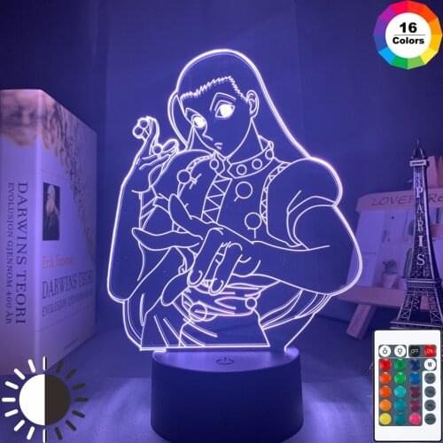 Acrylic Led Night Light Anime Hunter X Hunter Bedroom Decor Light for Kid Child Birthday Gift HXH Illumi Zoldyck Figure 3d Lamp