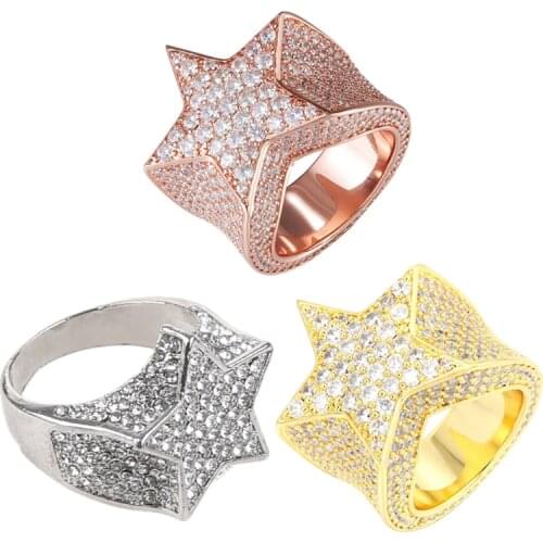White Rhinestone Ring Zircon Star Engagement Ring for Men Women Wedding Party Jewelry Gifts