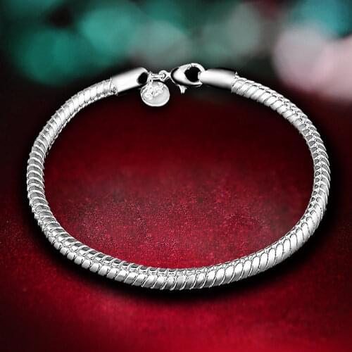 Free Shipping S silver color Jewelry 3/4MM Charm Bracelet Fine Fashion Bracelet Top Quality Women DIY Jewelry Gift
