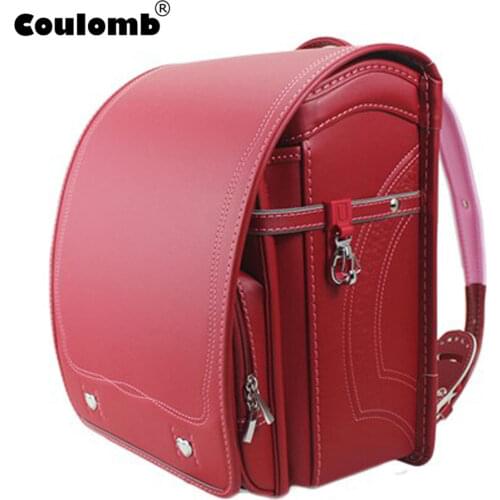 Coulomb Children Japan School bag Girl Student Backpack Japanese PU Hasp Solid Boy Orthopedic High Quality Bookbags
