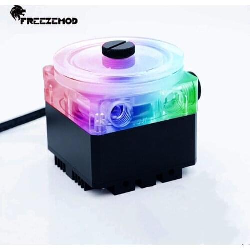 FREEZEMOD,PC Water Cooling Mute DDC Pump Lift 5-6 M, Flow 960L/H,12V/5V RGB M/B SYNC 4000RPM, Multi Colors PU-GCDCB