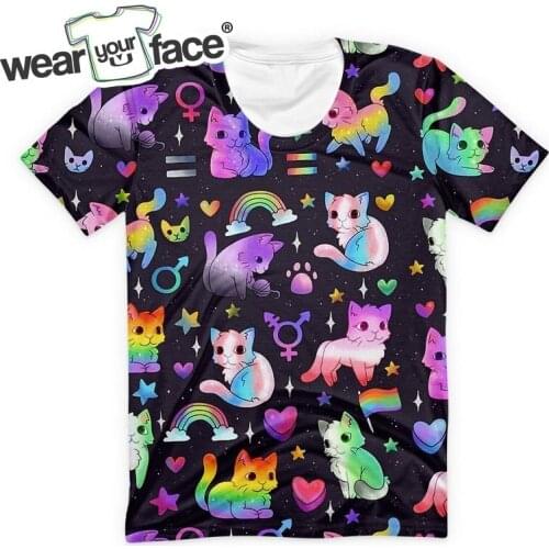 Rainbow Stars Galaxy Cats 3D All Over Printed T Shirt Summer Hipster Casual Streetwear Short Sleeve Unisex Clothing Plus Size