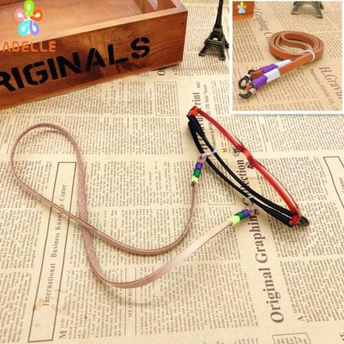 Fation Leather strip glasses Strap Flat Waxed string Sun-glass Vintage Necklace Handmade Anti-slip Chain free shipping