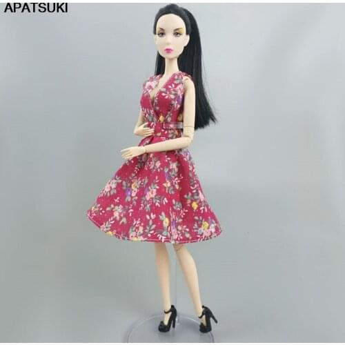 Red Fashion Doll Dress for Barbie Doll Outfits Floral Dresses for 11.5" BJD Dolls Clothes for Barbie Dolls Accessories Kid Toy
